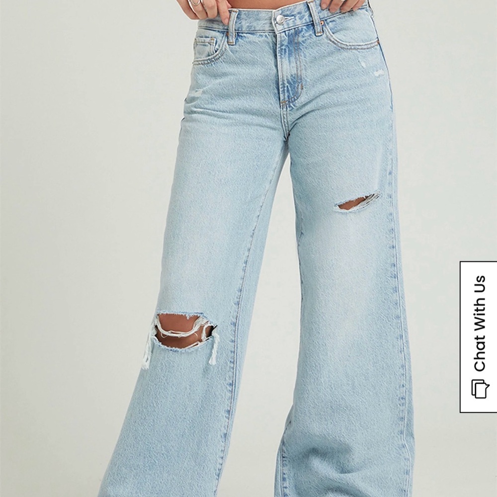 PacSun Lena super baggy low rise Stylish light blue distressed jeans